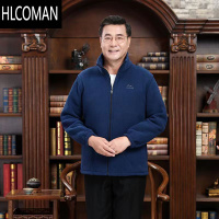 HLCOMAN摇粒绒上衣加肥爸爸装中老年加绒加厚外套男加大宽松抓绒衣