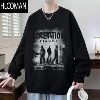 HLCOMAN美式复古潮牌卫衣男嘻哈痞帅长袖t恤青少年学生宽松上衣服
