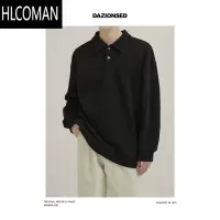 HLCOMANDAZO 纯色百搭款翻领卫衣男宽松休闲衫内里加薄绒T恤