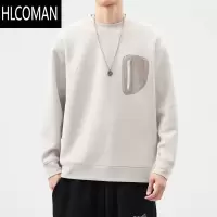 HLCOMANhansca美式460g加绒卫衣男士2024新款潮牌圆领无帽上衣