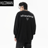 HLCOMAN51嘻哈潮牌美式街头刺绣毛衣男冬季慵懒风vintage宽松长袖针织衫