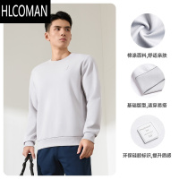 HLCOMAN361运动卫衣男2024秋季圆领休闲宽松男士套头衫加绒运动服上衣