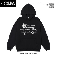 HLCOMANGTG美式星星字母连帽卫衣男加绒加厚oversize潮牌上衣