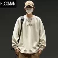 HLCOMAN美式卫衣男款加绒男生潮牌男装长袖t恤圆领无帽上衣服