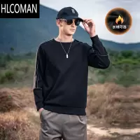 HLCOMAN2024新款卫衣男秋季圆领外套内搭男装长袖加绒打底上衣