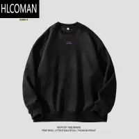 HLCOMAN美式复古情侣卫衣男潮牌绒圆领长袖T恤男款