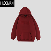 HLCOMAN[IKR]国潮牌情侣美式立体刺绣LOGO卫衣宽松加绒连帽衫男