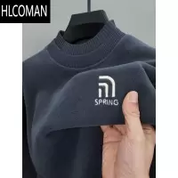 HLCOMAN双面奥粒绒男款卫衣加绒加厚半高领抓绒上衣p暖内搭打底衫