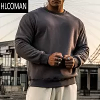 HLCOMAN运动卫衣男士宽松加绒加厚简约健身衣服撸铁休闲上衣
