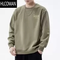 HLCOMAN日系春季卫衣男生加绒内搭宽松圆领潮牌长袖t恤男款