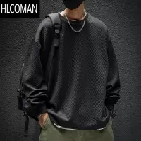HLCOMAN胖子宽松大码长袖T恤男装休闲加肥加大码卫衣套头加绒新款上衣服