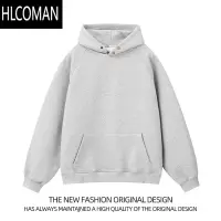 HLCOMAN美式480g连帽卫衣男女新款宽松大码纯色百搭情侣帽衫外套