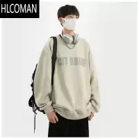 HLCOMAN无帽卫衣男生宽松上衣加绒加厚国潮牌情侣圆领T恤
