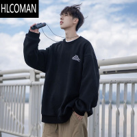 HLCOMAN圆领卫衣男款CityBoy潮牌上衣加绒加厚宽松简约套头衫