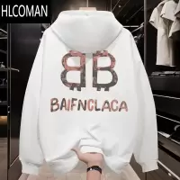 HLCOMAN国潮牌连帽卫衣男2024新款秋季薄款宽松美式复古加绒休闲男装外套
