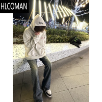 HLCOMAN美式高街oversize连帽卫衣男情侣款潮牌宽松慵懒风外套