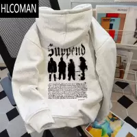 HLCOMAN美式连帽卫衣男款宽松加绒加厚oversize外套潮牌