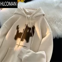 HLCOMAN港风日系复古美式潮流连帽卫衣男士加绒宽松潮牌