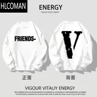 HLCOMAN卫衣男新款ins潮牌港风百搭圆领印花大V情侣上衣服