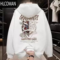 HLCOMAN国潮牌连帽卫衣男2024新款秋季薄款宽松美式复古加绒休闲男装外套
