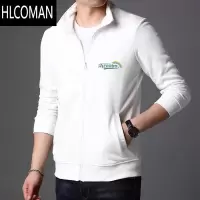 HLCOMAN修身男士外套加绒加厚立领开衫卫衣p暖2022新款运动服