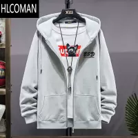 HLCOMAN加肥加大码男拉链开衫卫衣加绒加厚连帽衫胖子宽松外套潮