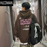 HLCOMAN美式复古连帽卫衣男士2024新款加绒加厚休闲潮牌上衣服