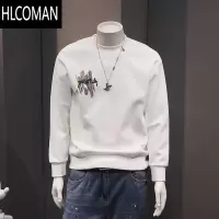 HLCOMAN潮流百搭休闲T恤字母印花时尚打底衫长袖圆领男士加绒卫衣