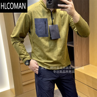 HLCOMAN户外飞禽 阳离子针织透气加绒弹力秋季男士半拉链运动长袖T恤卫衣