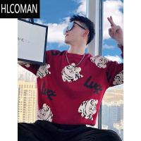 HLCOMAN高级感加绒卫衣男外套款潮牌长袖t恤2024新款潮流男装打底衫