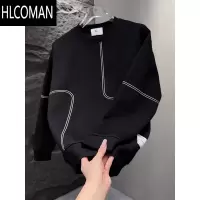 HLCOMAN秋季新款潮流时尚简约百搭长袖上衣男士圆领套头设计感休闲卫衣男