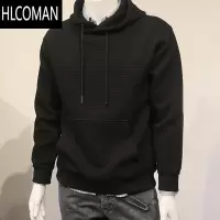 HLCOMAN简约纯色连帽卫衣男宽松款版青年帽衫男休闲套头百搭