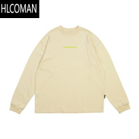 HLCOMAN长袖T恤男美式潮牌基础款宽松圆领小领口印花情侣上衣男