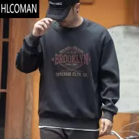 HLCOMAN美式圆领卫衣男加厚加绒宽松大码套头打底衫休闲外套
