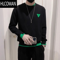 HLCOMAN假男士卫衣网红新款修身长袖t恤潮牌圆领套头打底衫男