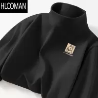 HLCOMAN德绒半高领卫衣男款冬季加绒加厚p暖内搭打底衫宽松长袖t恤上衣