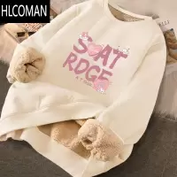 HLCOMAN羔绒男女款p暖时尚卫衣新款加绒加厚设计感高街圆领外套