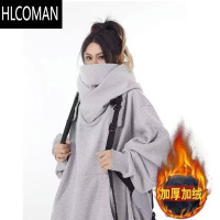 HLCOMAN社恐人i人卫衣男女冬季2024新款款加绒加厚高领连帽面罩外套