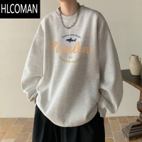 HLCOMAN酒红色卫衣男秋季oversize无帽衣服2024新款潮牌美式外套