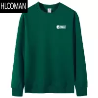 HLCOMAN墨绿圆领卫衣男秋季美式复古长袖t恤宽松大码休闲上衣