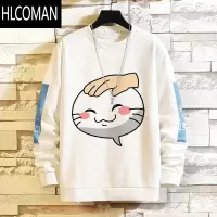 HLCOMAN摸头卫衣男秋季新款火影忍者决斗场长袖t恤潮圆领上衣服打底衫冬