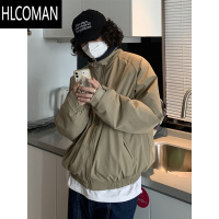 HLCOMAN 小撞色基础款冬季加厚p暖棉服男 立领情侣复古棉衣潮