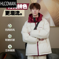 HLCOMAN棉服男冬季美式高街潮牌撞色立领加厚棉袄青少年宽松休闲棉衣外套