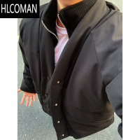 HLCOMAN美式高街短款棉服外套男2024冬季加厚p暖棉衣拉链纽扣设计感夹克