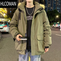 HLCOMAN派克棉服男士冬季毛领工装防寒复古棉衣2024新款男生加厚棉袄外套