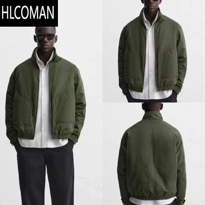 HLCOMAN2024新品男装绿色棉衣科技面料棉服拉链长袖夹克外套 8281326