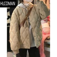 HLCOMAN日系菱格棉服女冬季棒球服2024新款潮牌加厚棉衣棉袄外套男情侣装