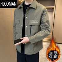 HLCOMAN2024新款夹棉外套男潮流修身翻领二棉夹克加厚p暖轻薄棉衣