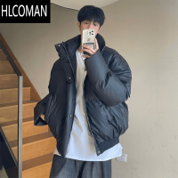 HLCOMAN黑色cleanfit短款pu皮棉衣男冬季防风加厚立领外套美式痞帅面包服