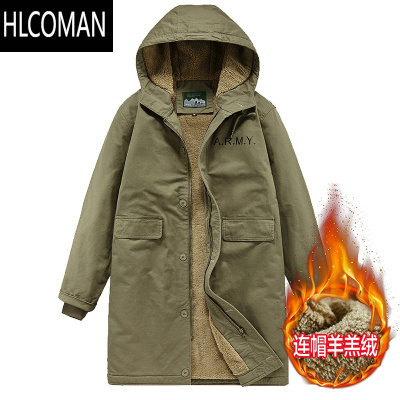 HLCOMAN冬季棉衣男加绒加厚棉袄N1甲板服大码宽松连帽棉服羔绒外套